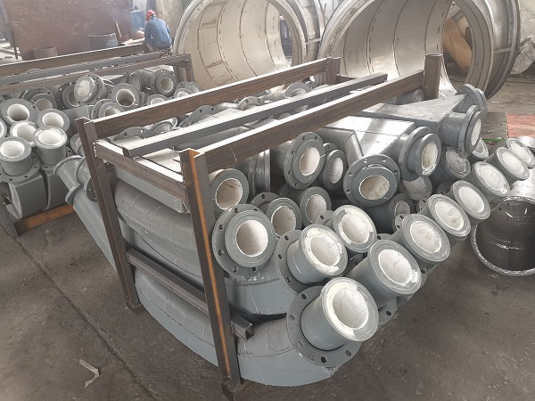 煤粉空氣兩相流內襯陶瓷耐磨彎頭